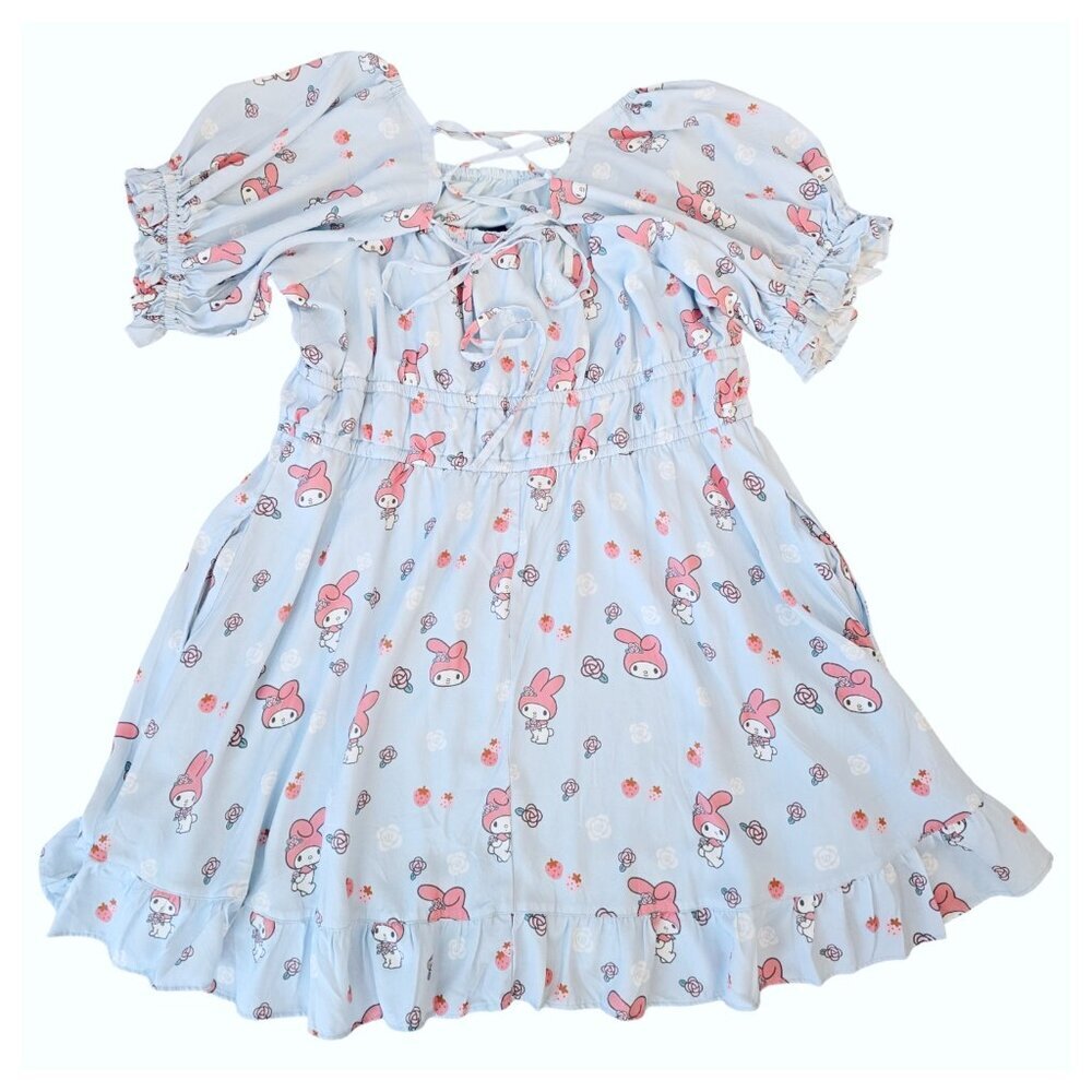 Sanrio My Melody Strappy Back Dress Size 2X Blue Midi Cosplay Bunny Cottagecore - Picture 4 of 9
